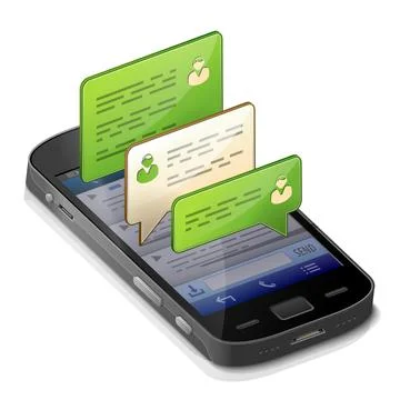 Smartphone with message bubbles of conversation Illustrazione stock