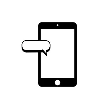 Smartphone Message icon flat in black with chat, sms, tweet, instant messagin Stock Illustration