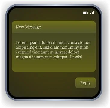 SMARTPHONE MESSAGE INTERFACE WITH REPLY BUTTON FOR QUICK RESPONSE Stock Illustration