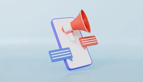 Smartphone message megaphone with chat communication for digital marketing Stock Illustration