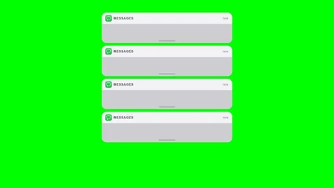 Smartphone message notifications appearing on green screen. 4K Vidéo 344846393