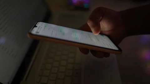 Smartphone message scrolling by hand footage Stock Footage 290951391