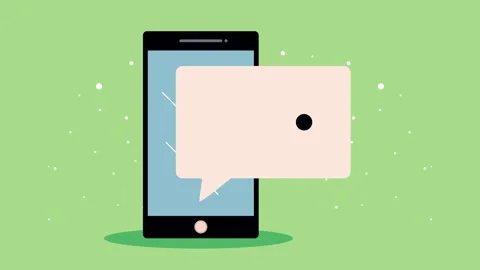Smartphone messaging animation showing a speech bubble with three typing in.. Stock Footage 339056641