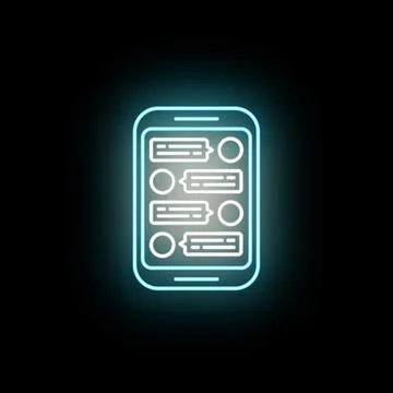 Smartphone messaging app glowing neon icon concept Stock Illustration