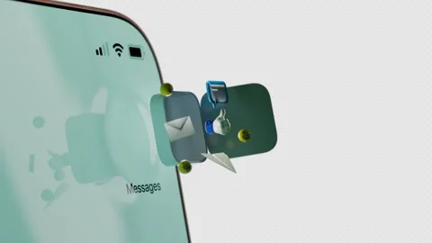 Smartphone Messaging App Opening With Floating Chat Elements Alpha Stock Footage 326781367