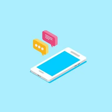 Smartphone with Messaging Bubbles Icon Isometric Stock Illustration