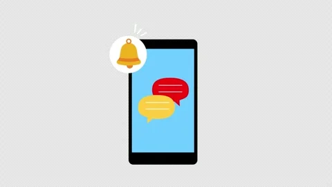 Smartphone Messaging Notification with Chat Bubbles and Alert Bell Illustration Stock Footage 339781691
