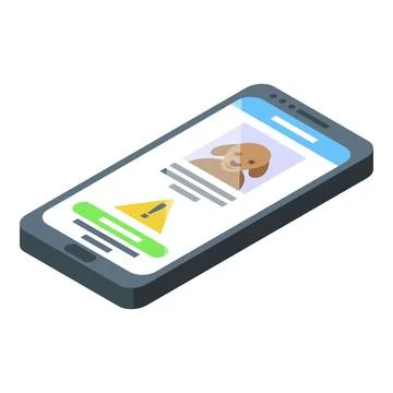 Smartphone microchip pet icon isometric vector. Online chip Illustrazione stock