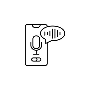 Smartphone, microphone, equalizer, message icon. Simple line, outline vector Stock Illustration