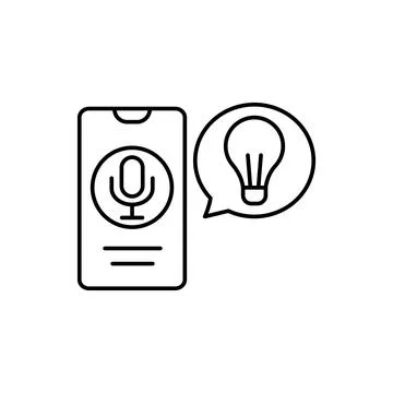 Smartphone, microphone, light bulb icon. Simple line, outline vector elements of イラスト素材