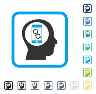 Smartphone Mind Control Framed Vector Icon Stock Illustration