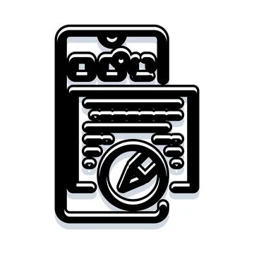 Smartphone mobile application editing document with pencil icon Illustration