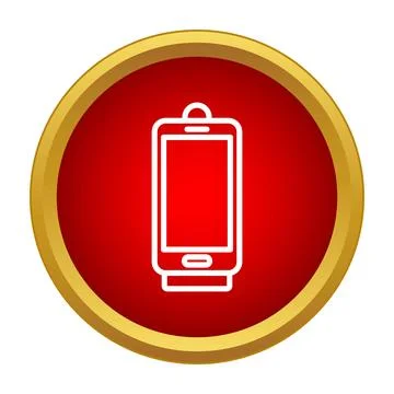 Smartphone mobile application icon in red circle Stock Illustration
