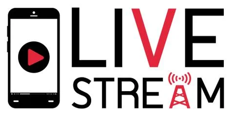 Smartphone mobile broadcast  live stream logo vector Stock Illustration