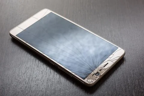 Smartphone mobile with a broken screen.  Stock Photos
