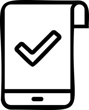 Smartphone mobile check mark approved line icon Ilustración de archivo