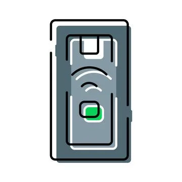 Smartphone mobile device transmitting wireless signal icon Stock Illustration