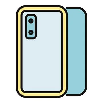 Smartphone mobile dual camera technology line icon Stock Illustration
