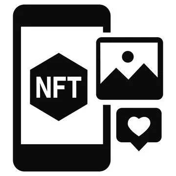 Smartphone mobile gallery app nft art icon Stock Illustration