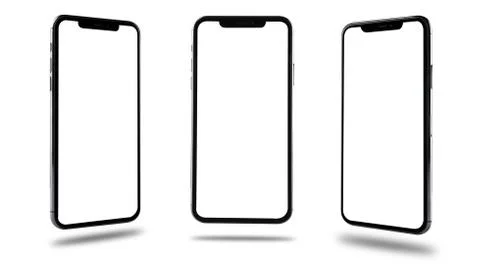 Smartphone mobile mockup blank screen three position front and side Stock Photos