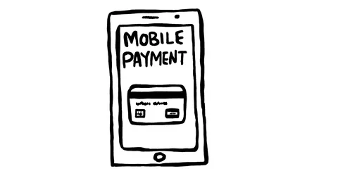 Smartphone Mobile Payment Scribble Animation Doodle Cartoon 4K Video stock 72441796