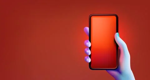 Smartphone mobile screen, technology mobile display, neon light. Vector Stock Illustration