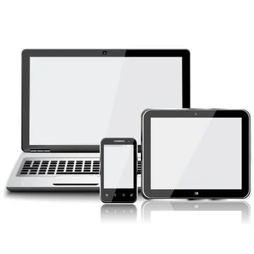 Smartphone mobile, Tablet PC and a laptop isolated Stock Illustration