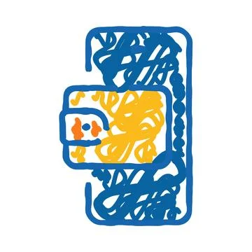 Smartphone mobile wallet digital payment doodle illustration Stock Illustration