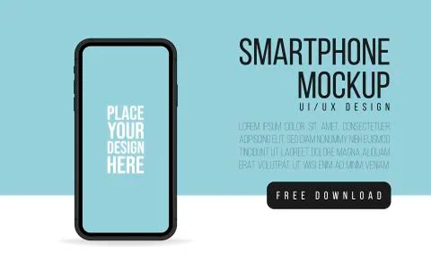 Smartphone mock up banner. Vector flat illustration. Smartphone blank screen. 스톡 일러스트