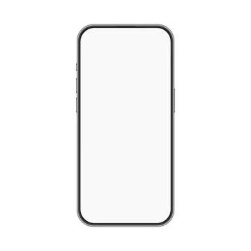 Smartphone Mockup with Blank Screen, Isolated on White Background Stock Illustration