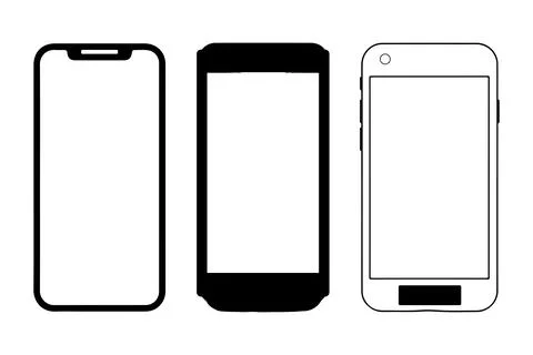 Smartphone mockup with blank screen, mobile phone mockup front view 库存插图