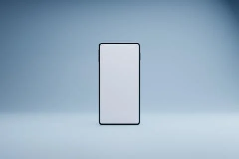 Smartphone mockup, blank screen, studio, blue background, app presentation Stock Illustration