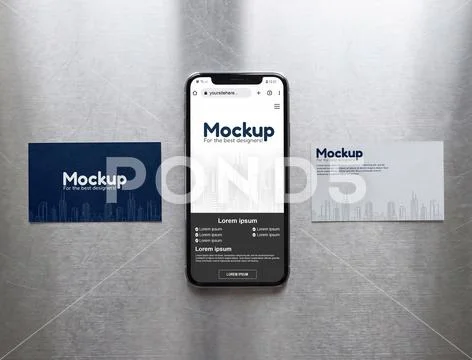Smartphone mockup with business card PSD Template