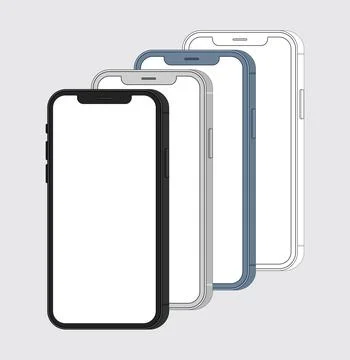 Smartphone mockup collection with realistic mobile phone frames Illustrazione stock