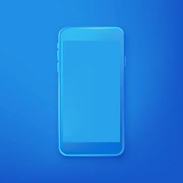 Smartphone mockup design. Vector realistic 3d illustration of blue plastic mo Stock Illustration
