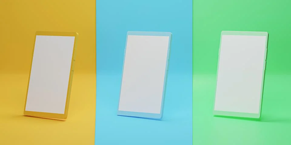 Smartphone mockup with different perspective views. Different phone colors wi イラスト素材