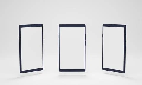 Smartphone mockup with different perspective views. mobile screens with a bla Foto stock