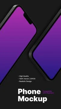 Smartphone Mockup on Flat Surface. Device with Blank Screen. Vertical Design for イラスト素材