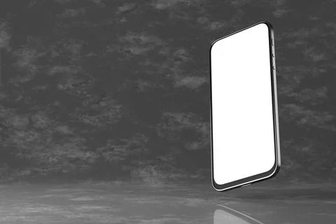 Smartphone mockup on gray abstract background. Smartphone blank screen for yo Illustrazione stock