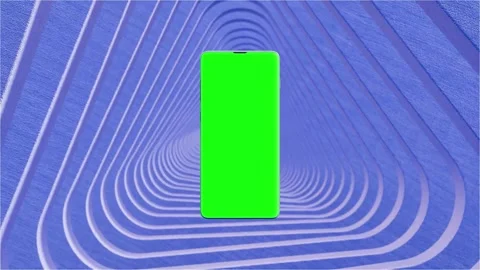 Smartphone Mockup Green Screen inside Futuristic Abstract Purple Tunnel Stock Footage 336662766
