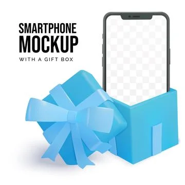 Smartphone mockup inside a gift box Stock Illustration