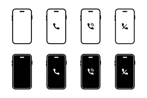 Smartphone mockup. Mobile screens with call, ringing and mute handset actio.. Stock Illustration