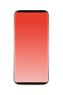 Smartphone Mockup with Red Gradient Screen on White Background Stock Photos
