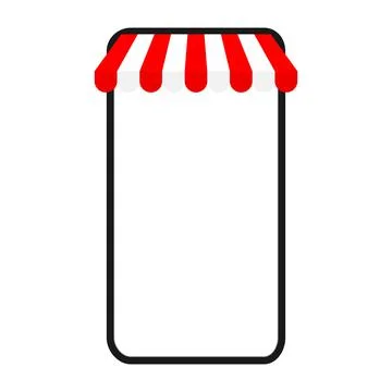 Smartphone mockup with store awning. Stock Illustration