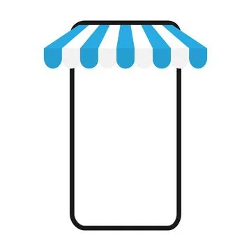 Smartphone mockup with store awning. Stock Illustration