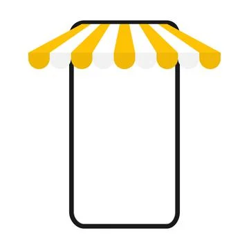 Smartphone mockup with store awning. 스톡 일러스트