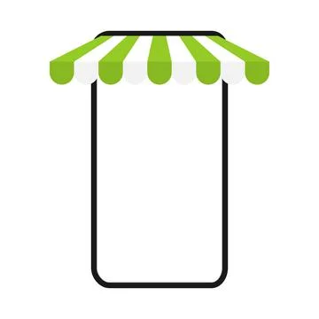 Smartphone mockup with store awning. 스톡 일러스트