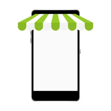 Smartphone mockup with store awning. 스톡 일러스트