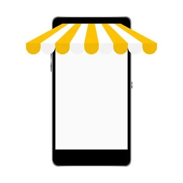 Smartphone mockup with store awning. 스톡 일러스트
