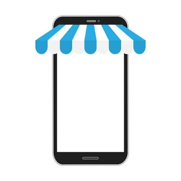 Smartphone mockup with store awning. 스톡 일러스트